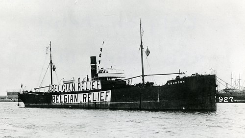 Relief Ship Carrying Supplies to Belgium (by Unknown Photographer, Public Domain) Relief Ship Carrying Supplies to Belgium (by Unknown Photographer, Public Domain)
